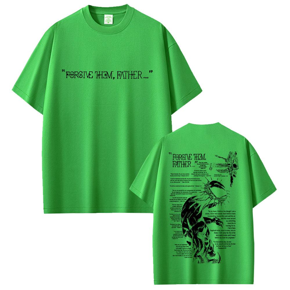 Christian Religious Jesus Forgive Them Father Graphic T-shirt Men Women Gothic Rock Oversized Short Sleeve T Shirts Streetwear