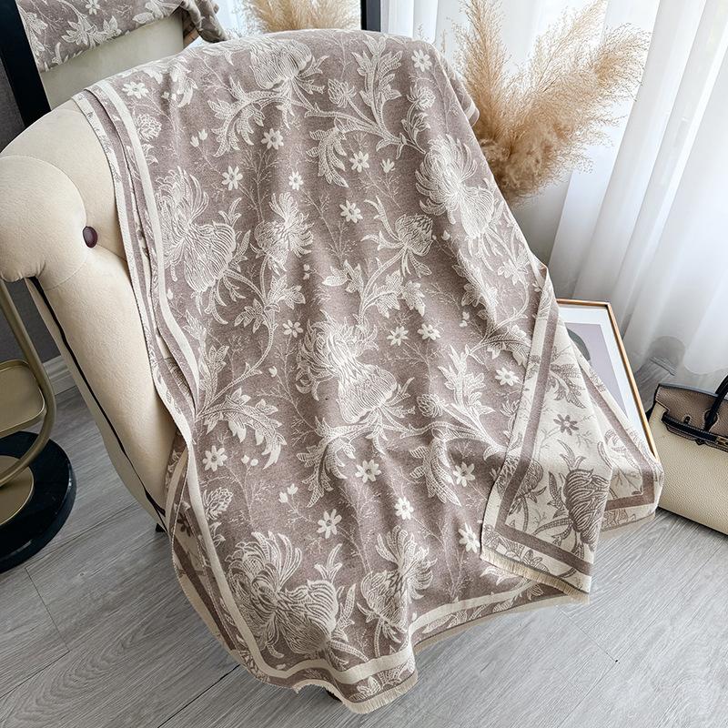 Versatile Printing Contrasting Colors, Double-sided Imitation Cashmere Scarf, Winter High-end Warm Shawl Women