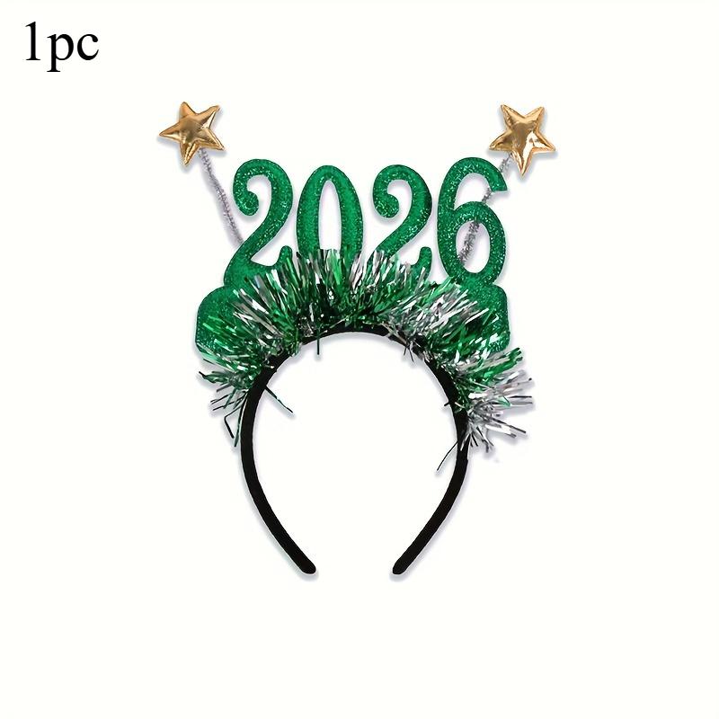 

2026 Christmas Striped Headband Glitter Hair Hoop Red Green Golden Festive Hair Accessory Holiday Party Xmas Costume Decoration зелёный