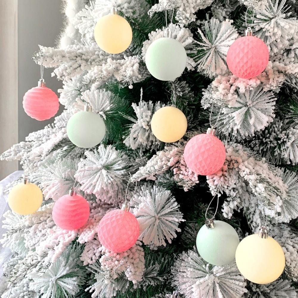 New 6cm Christmas Ball Set Xmas Baubles Flocking Xmas Tree Hanging Pendant Gift Ball Christmas Decorations Xmas Ornament Ball