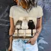 Summer Women's T-Shirts Casual Short Sleeve Crew Neck Tee Fashion Streetwear Female Oversized Clothing Cartoon Cat T-Shirts