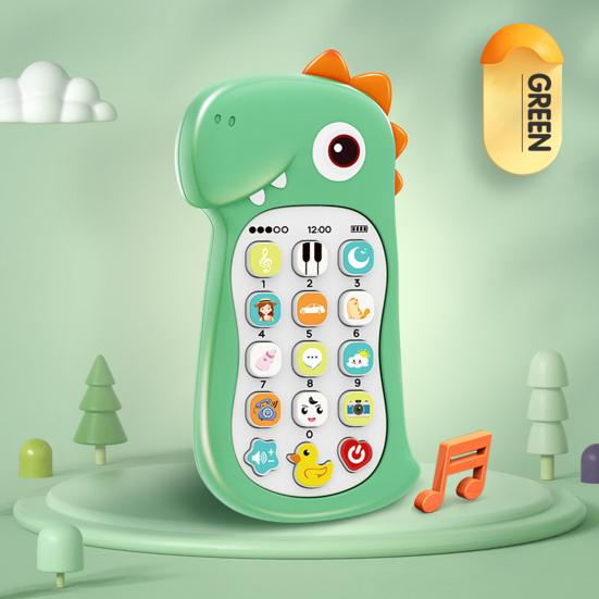 Music Phone Toy Bite-resistant Simulated Thickened Bilingual Volume Adjustment Number Enlightenment ABS Cute Dinosaur Education Phone Birthday Gift