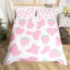 Strawberry Duvet Cover Full Size Comforter Cover Cute Strawberry Pattern Pink Decor Bedding Set for Kids Boys Girls Adults 3Pcs
