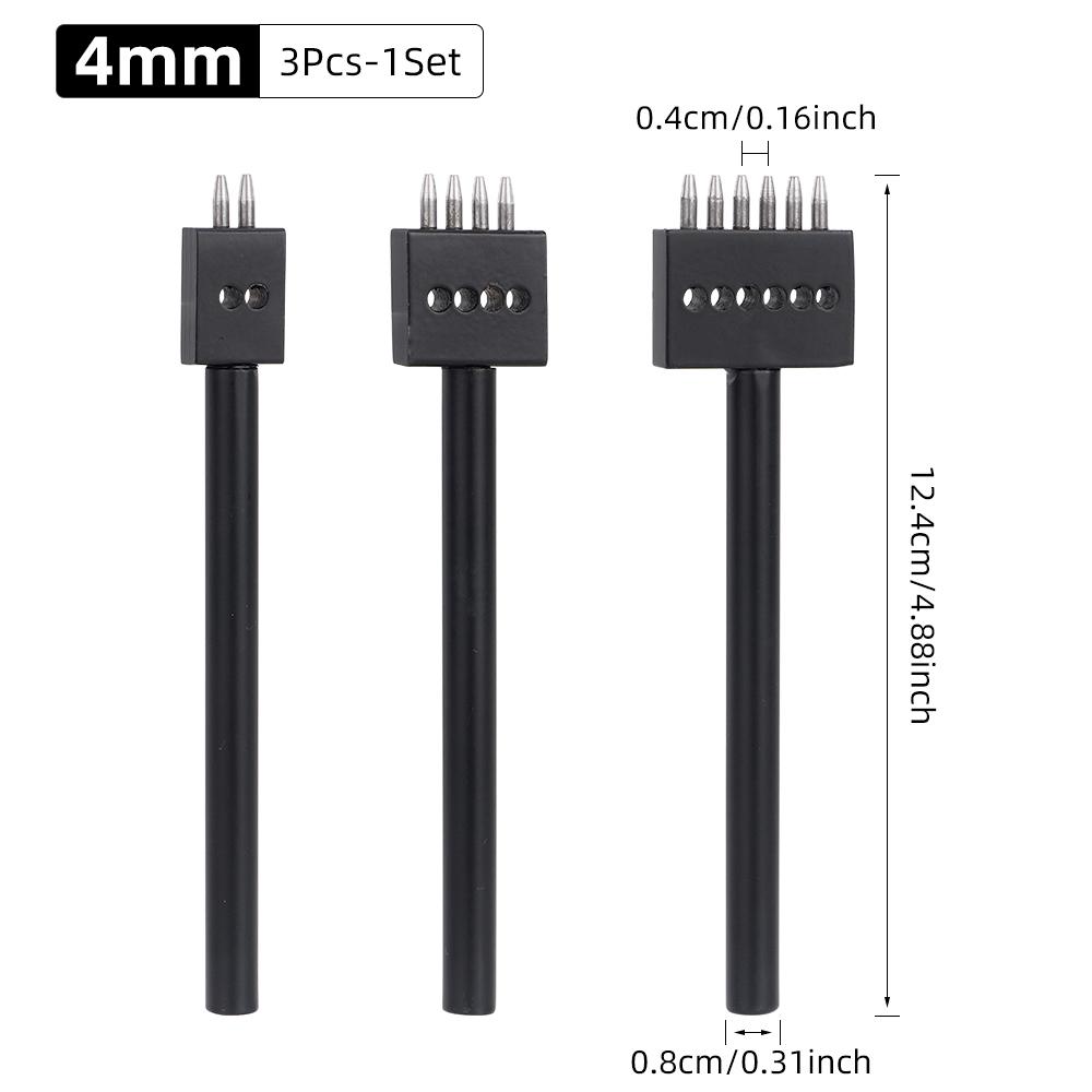 

2/4/6 Prongs Leather Hole Punching Tool, DIY Round Stitching Punch for Sewing, Carving and Saddle, Leather Row Hole Punch Tool