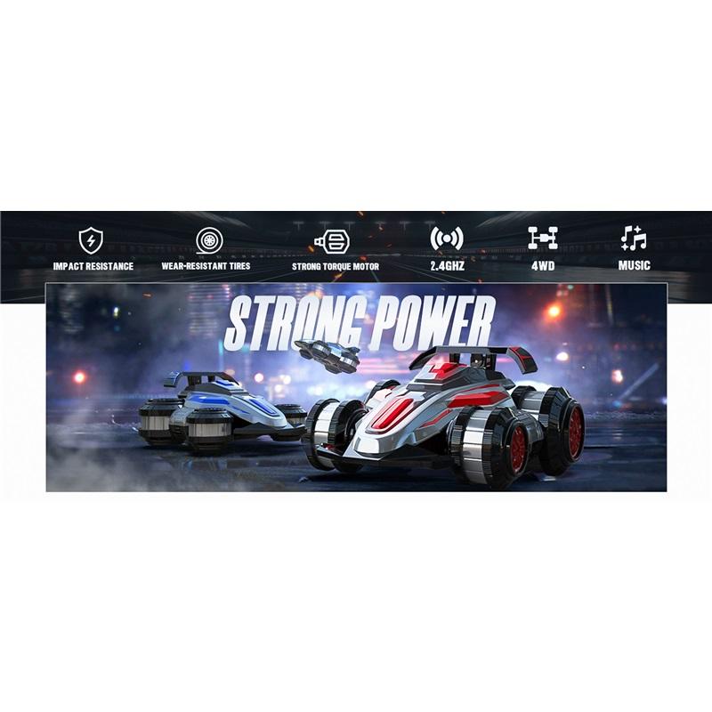 1:14 מכונית על שלט רחוק לדריפט 2.4GHz 4WD מכונית על שלט רחוק מסתובבת 360 מעלות רכב צעצוע עם אור ומוזיקה, הליכה זקופה והתהפכות ארבע גלגלים