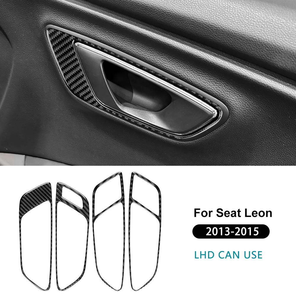 Real Soft Carbon Fiber Sticker For Seat Leon MK3 2013 2014 2015 LHD RHD Car Door Handle Panel Trim