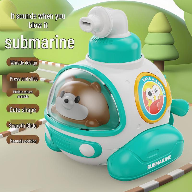 Children's Cartoon Submarine Press-and-Go Car with Whistle - Boys' Toy and Kindergarten Gift