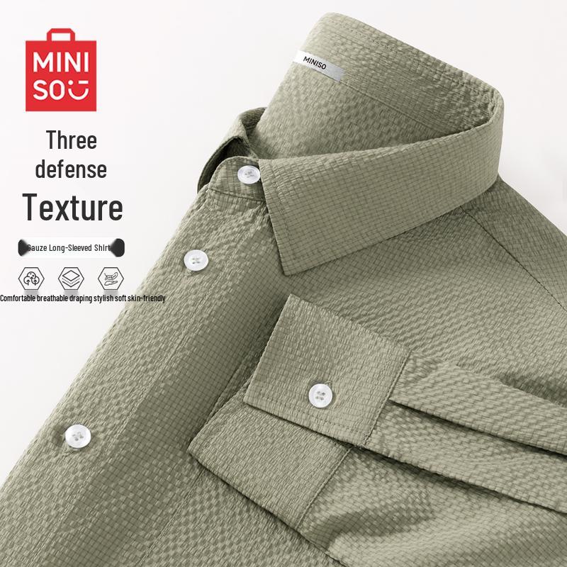 

MINISO Men s American Retro Long-Sleeve Shirt 2XL