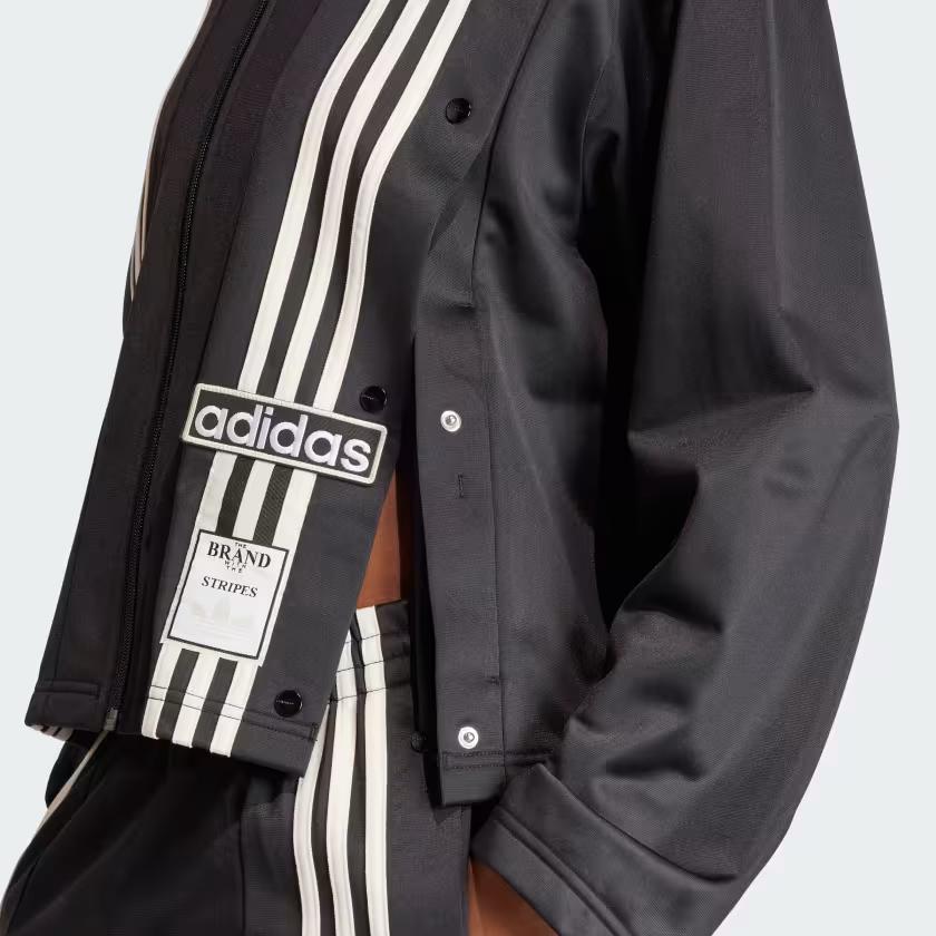 Adidas Originals Neutral Court Track Top With Three-Stripe Color Block Zip-Up Collar Long Sleeve Jacket Women Tops Black IS5247