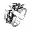 Adjustable Open Ring Men Women Vintage Geometric Design With Twisted Chain Detail Copper Electroplated Unisex Jewelry