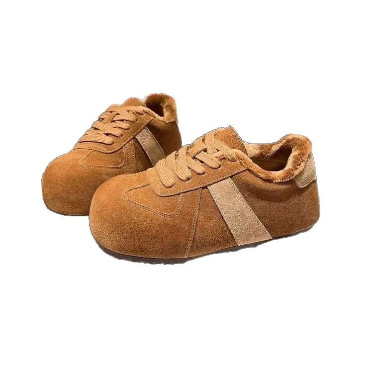 Autumn and Winter German Training Shoes Shoes New Velvet Birkenstocks Round Head Retro Casual Sports Fluffy Shoes