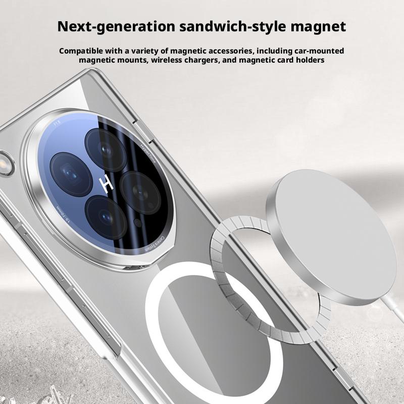 Magnetic Transparent Privacy Screen Tempered Glass Protector Case For Oppo Find N6 Spring Hinged Holder Back Cover