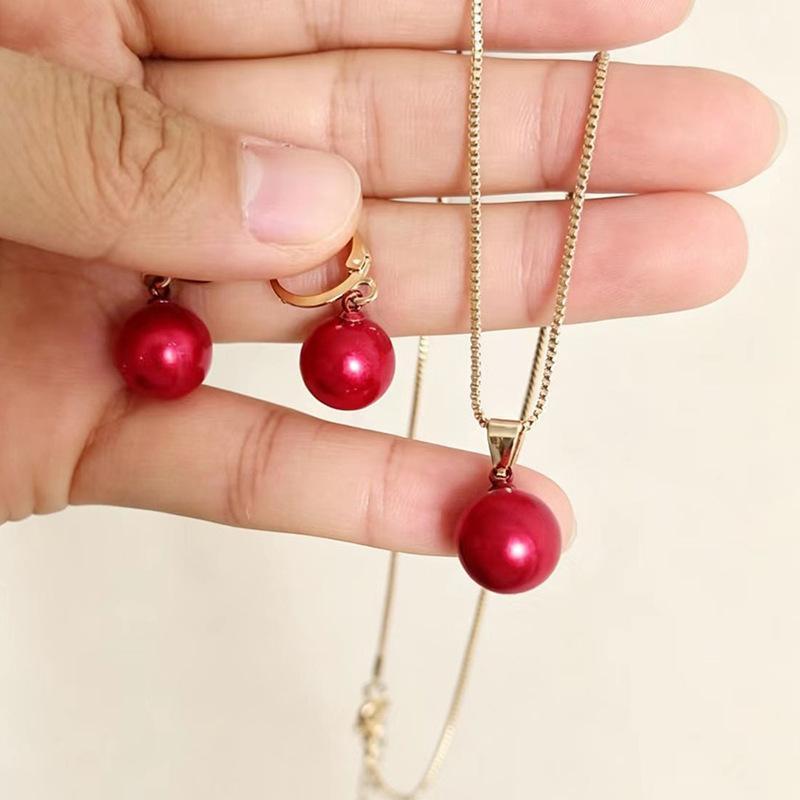 Gold Plated Faux Pearl Jewelry Set With Dainty Pendant Necklace And Drop Earrings Perfect For Daily Wear Date And Gifting