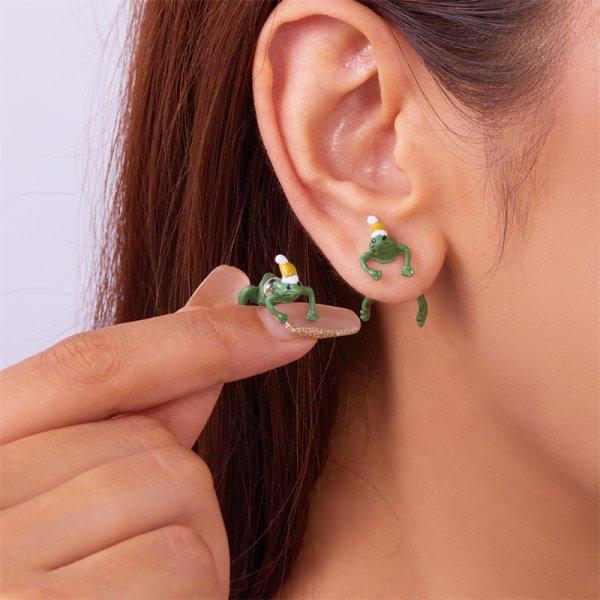 Creative Cute Animal Frog Toad Dangle Earrings For Women Funny Green Frog Ear Piercing Studs Earring Christmas Festival Jewelry