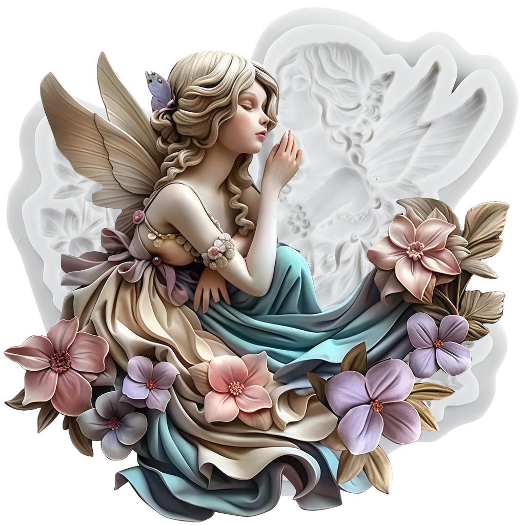 Flower Fairy Silicone Mold Angel Fondant Molds Cake Decorating Tools Cupcake Topper Candy Sugar Craft Gum Paste Polymer Clay