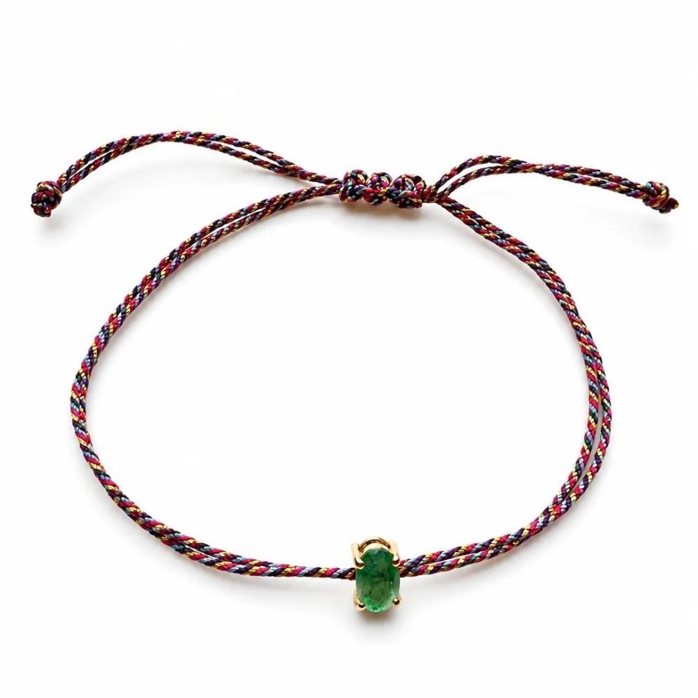 Crystal Gemstone Braided Rope Bracelet Multicolor Bohemian Bracelet Zircon Bracelet For Women