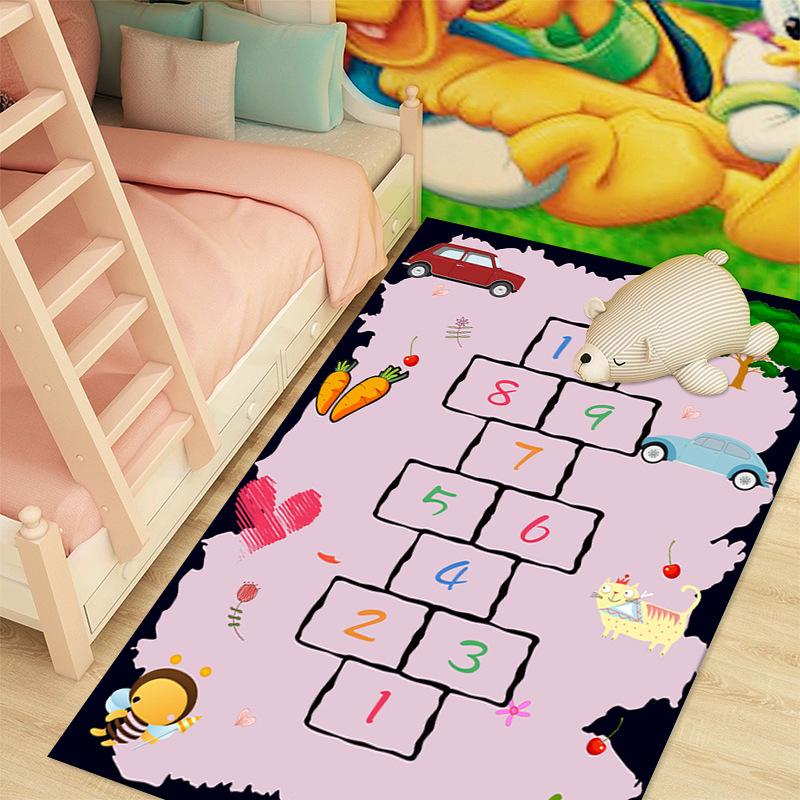 Cartoon Hopscotch Flannel Carpet for Bedroom Living Room Bedside Girl Room Floor Mats Home Decor Layout Sofa Cushion Rug