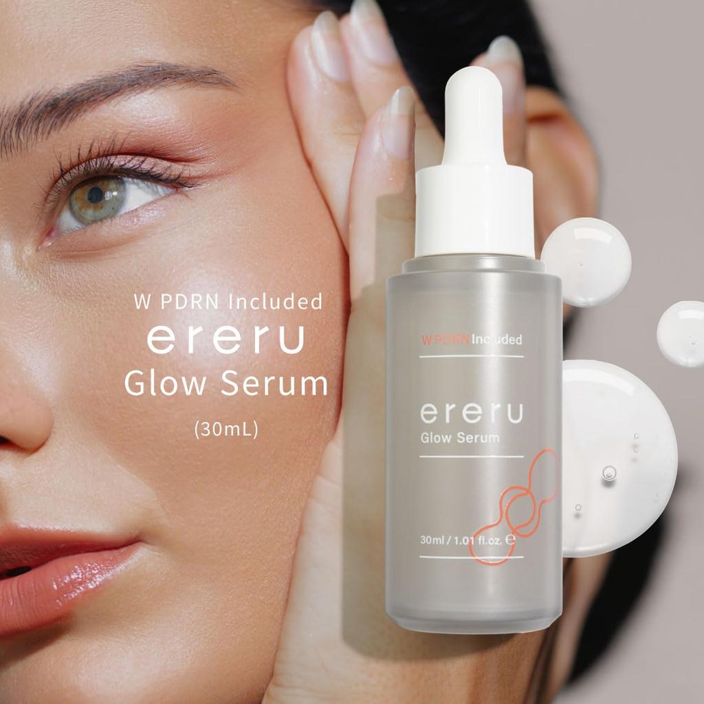 Ereru WPDRN Glow Serum 30mL PDRN Double Formula Moisturizing Serum Niacinamide Panthenol Hyaluronic Acid Collagen Made In Japan