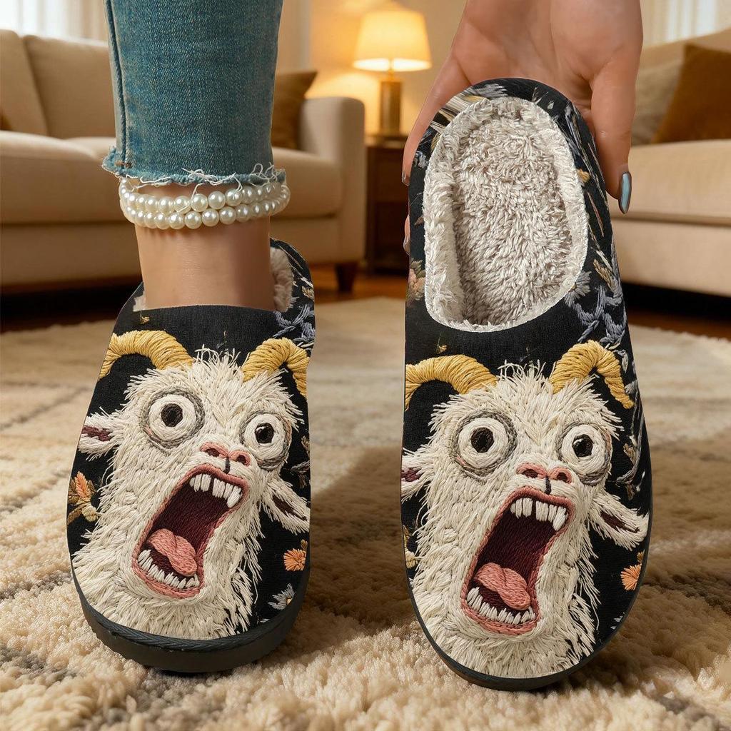 Unisex Cute Cartoon Cotton Home Slippers - Warm and Printed Design