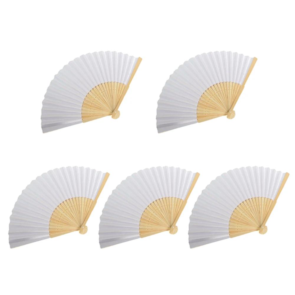30-1pcs Blank White DIY Paper Bamboo Folding Fan Wedding Party Personalized Hand Practice Creative Fans for Calligraphy Drawing
