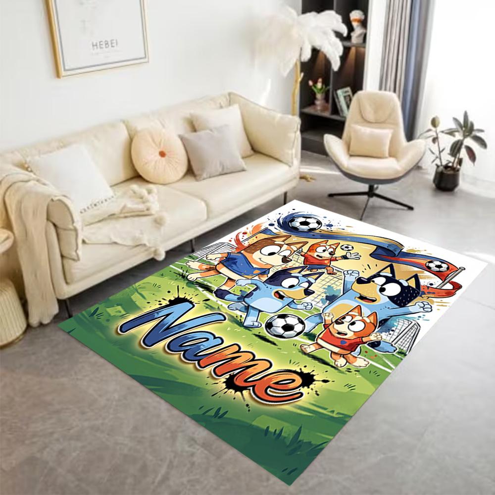 Football Friends Adventure Personalized Text Floor Rug Office Rug Suitable for Balcony Study room Hallway Dining Room Anti-slip Rug Anime Office Decor