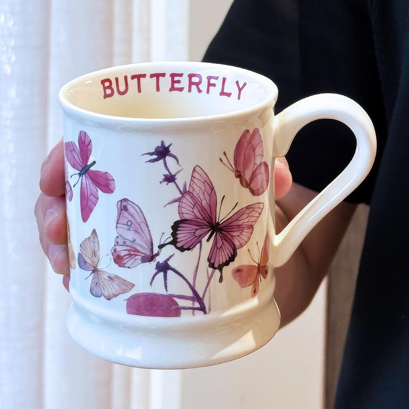 

Дизайн Чувство Чашка Высокий Конец Ретро Стиль Масляной Живописи Перезвон Цветок Кружка Керамическая Чашка для Воды Женская Дом Офис Кофейная Чашка 380ML