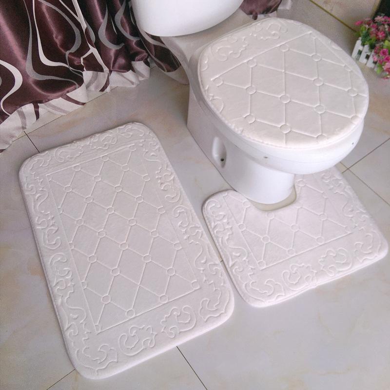 Ensemble de 3 pièces Tapis de bain pour la maison et la salle de bain Tapis de toilette Tapis de bain antidérapant Tapis de salle de bain Ensemble de tapis de douche Couvercle de toilette Tapis de sol