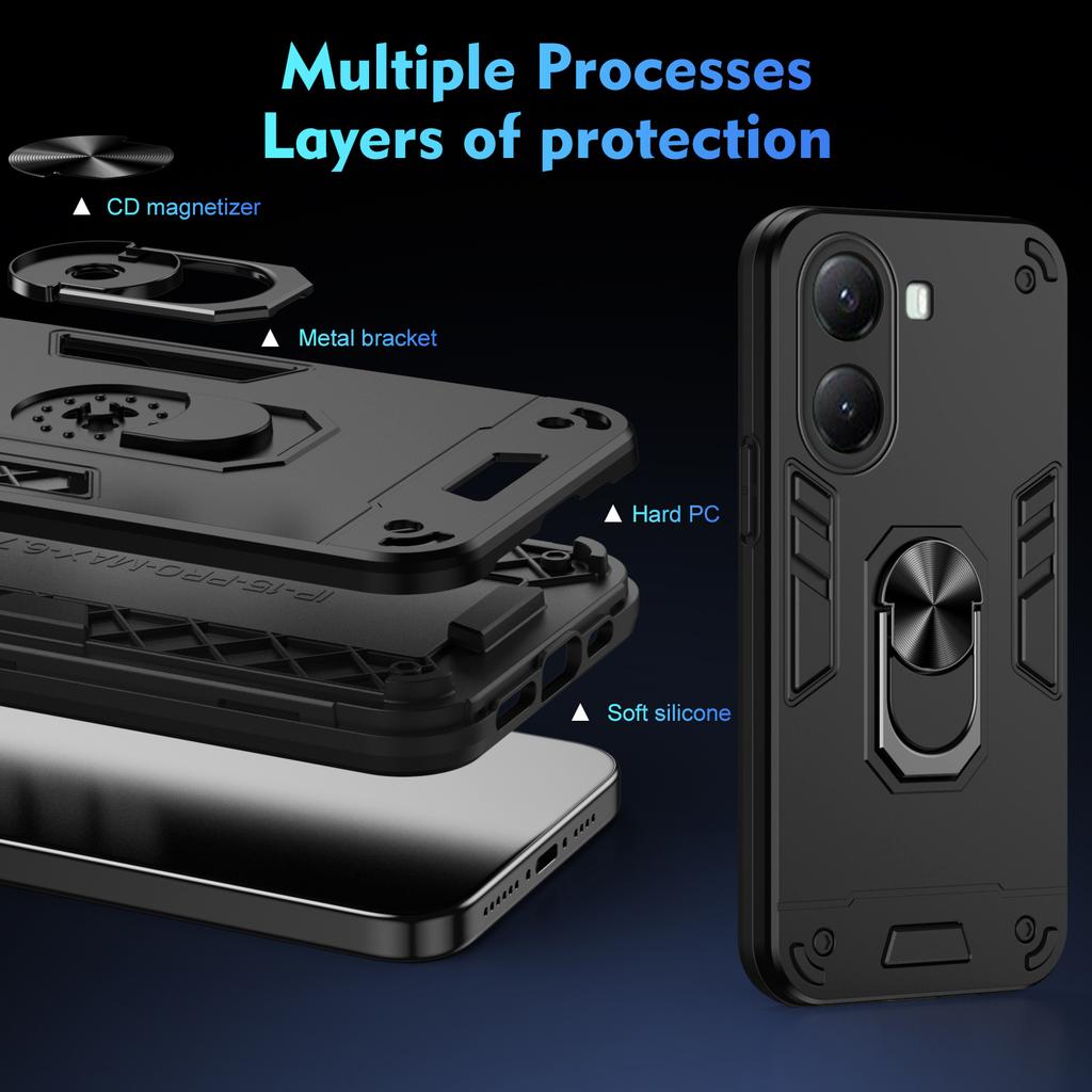 Military Armor Shockproof Case for Xiaomi Poco X7 Pro 5G Protective Cover Ring Stand Holder Fundas Coque