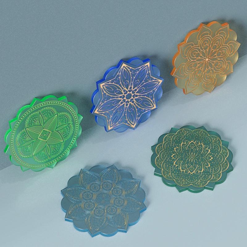 Mandala Diy Homemade Mold Coaster Crystal Dripping for Creative Silicone Mold Crystal Drip Placemat Mold for Diy Craft