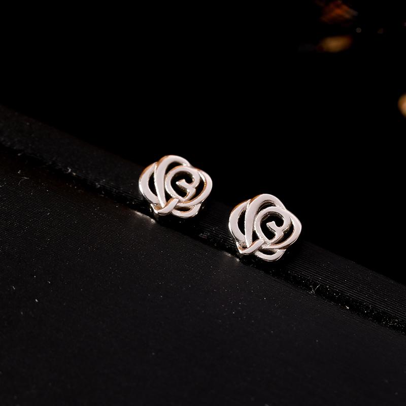 

Мини-золотые, серебряные серьги с цветком розы, милые серьги-гвоздики, ювелирные аксессуары, подарки для подруги