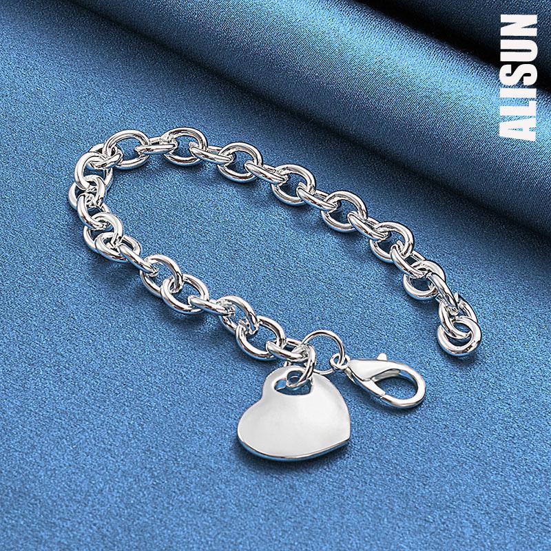 925 Sterling Silver Heart-shaped Pendant Bracelet Fashionable Wedding Jewelry