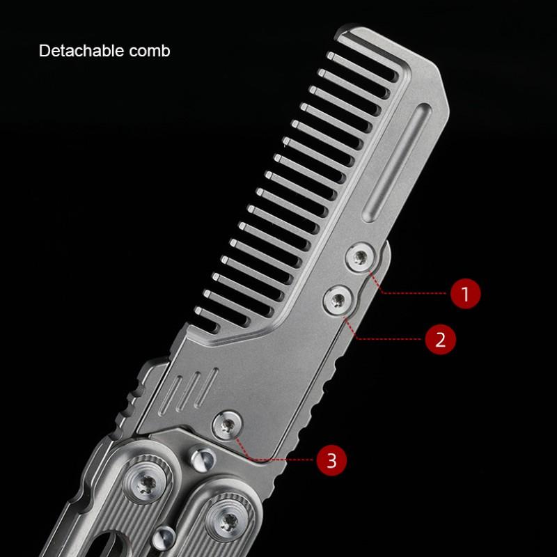 TC4 Titanium alloy Butterfly comb fold handmade knife beginner Unblocked blade butterfly training knife