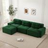 Cloud Modular Sofa Boneless L-Shaped Sofa, Modular Sofa with Ottoman, 3-Seater Corduroy Cloud Sofa for Living Room, Assembly-Free Sofa, Green