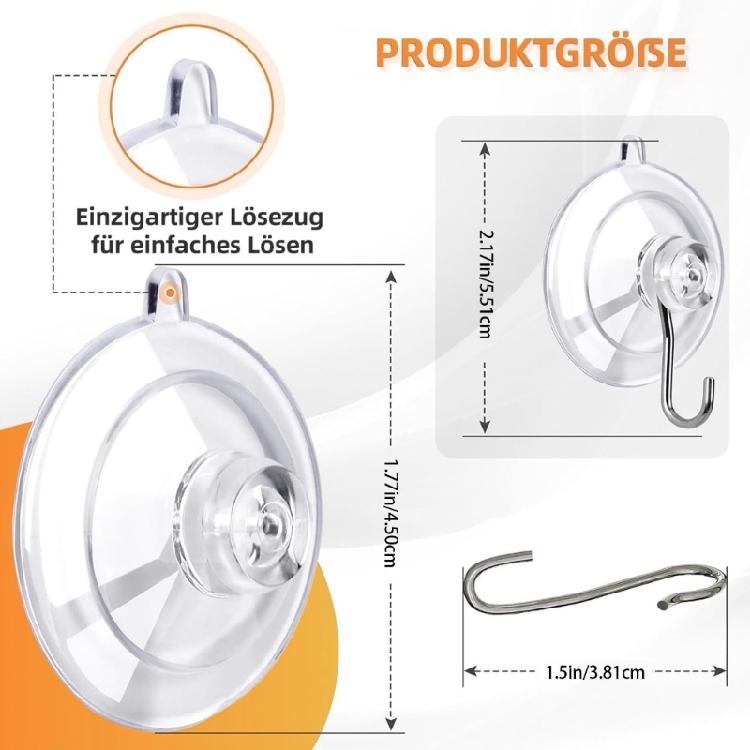12Pcs Detachable Suction Hooks Practical 10lb Capacity Invisible Design Efficient For Bathroom Kitchen Glass Metal Surfaces