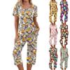 2 Piece Sets For Women Short Sleeve Top And Pants With Pockets Workout Soft  Print Sets