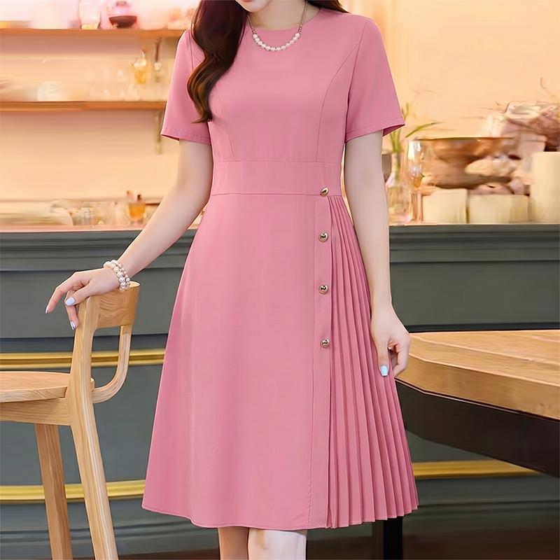 ZANZEA Lässiges Sommerkleid mit Rundhalsausschnitt und kurzen Ärmeln für Damen