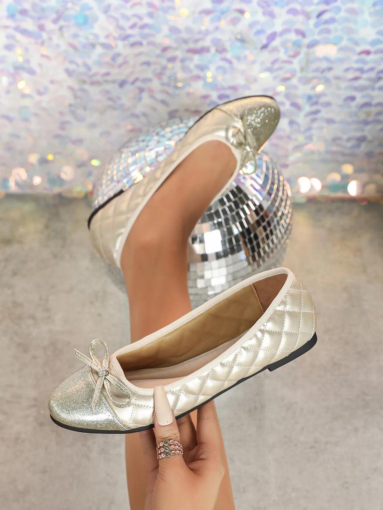 Mode Lackleder Ballerinas Damen runde Zehen weiche Sohle Schleife flache Schuhe Frau Arbeit Fahrschuhe große Größe 43 Ballerina