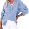 Spring and Autumn pleated button long sleeved solid color top women's shirt loose pure cotton pullover
