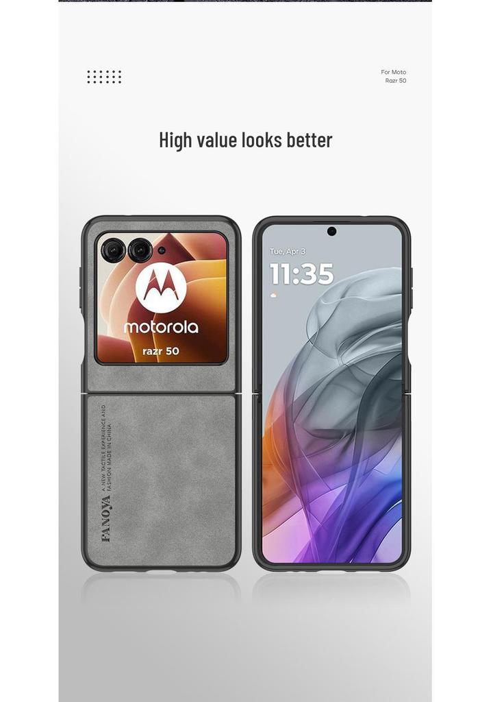 Compatible with Moto Razr 50: Ultra-Light Leather Texture Frosted Protective Case