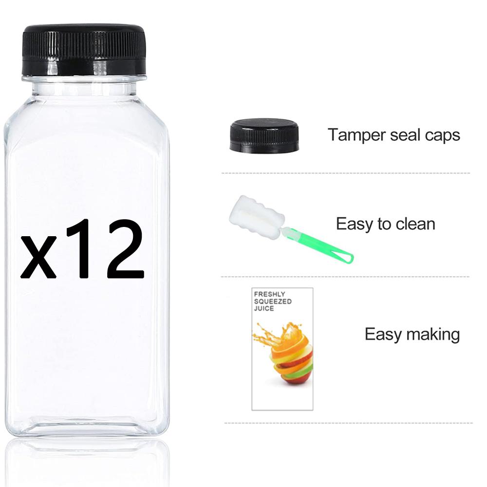 8oz Empty Plastic Bottles with Leak-Proof Caps Food Grade Recyclable Bulk Beverage Containers Clear PET Bottles for Homemade