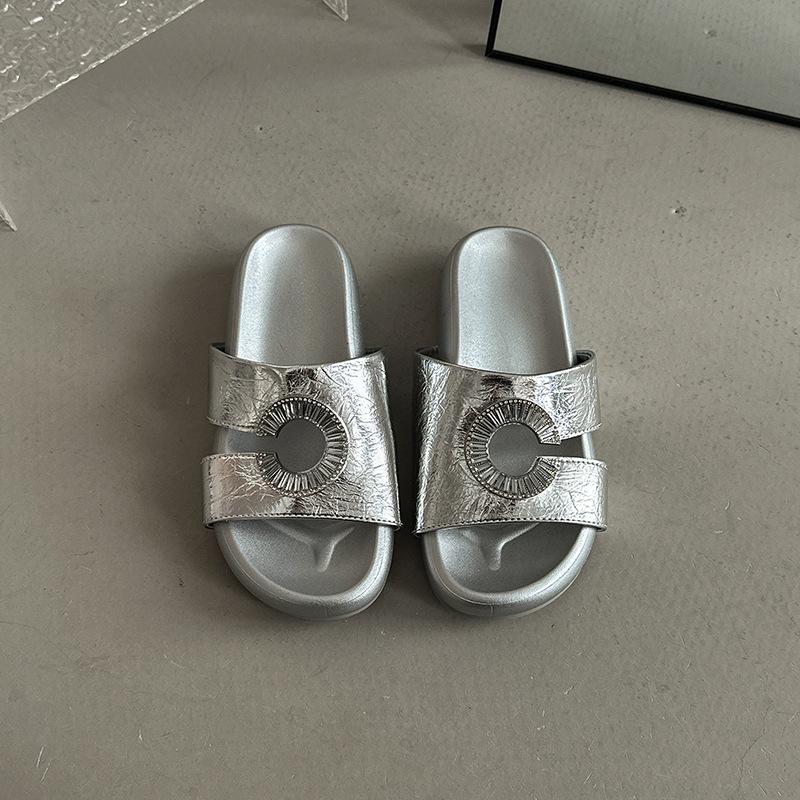 Retro square head with cool slippers women's summer fashion new design sense platform slippers versatile open-toed sandals