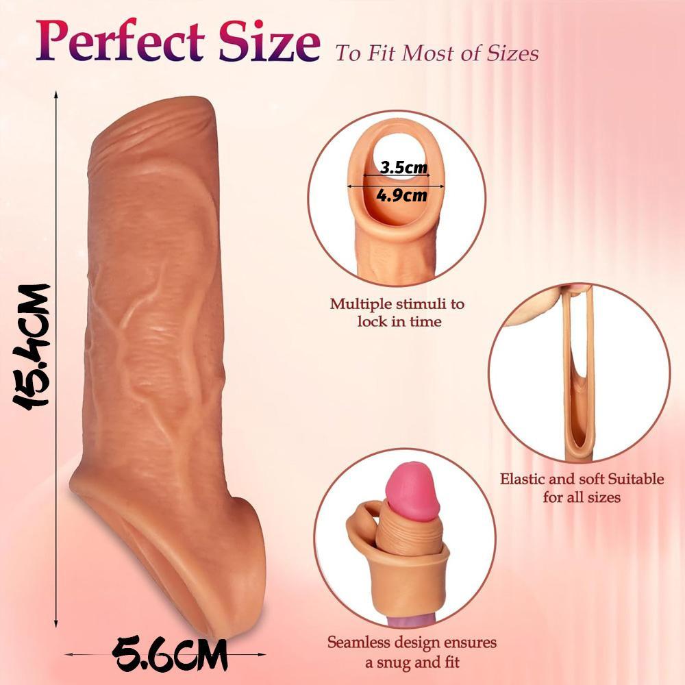 Penishülle Extender Penishülle,Wiederverwendbare Penishülle Penispumpe,Silikon Penisvergrößerungshülle,Verzögerte Ejakulation Starke Erektion, Sexspielzeug für Erwachsene
