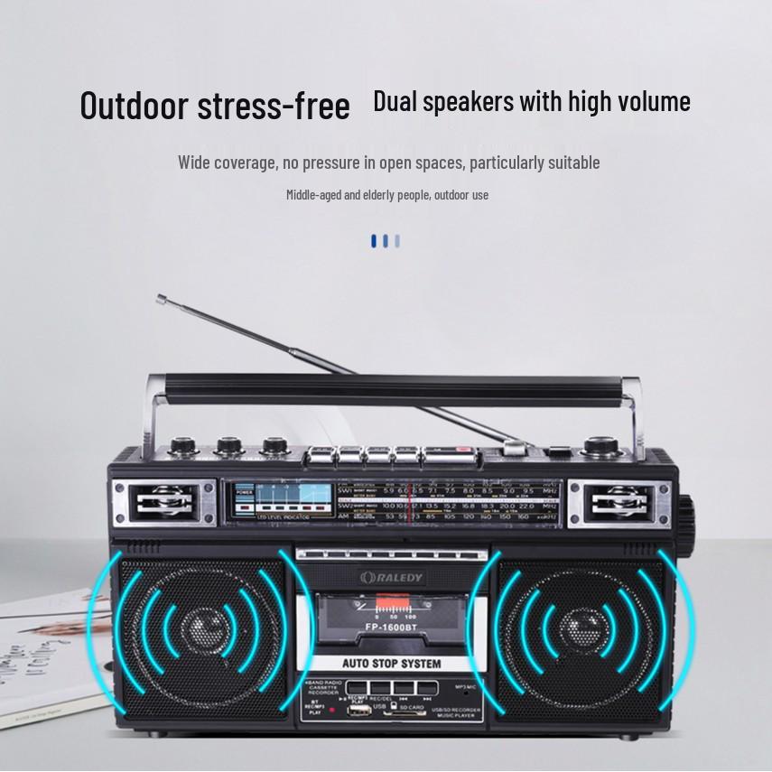 Grid 919 Tragbares 4-Band-Radio mit Bluetooth, USB, SD und Kassettenrekorder
