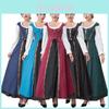 Elegant Renaissance Inspired Medieval Square Neck Dress Set For Women Perfect For Halloween
