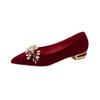 Autumn Wedding Shoes Women's Thick Heel 2025 New Bride Chinese Red Velvet Xiuhe Wedding Dress Two Wear High Heels Not Tired