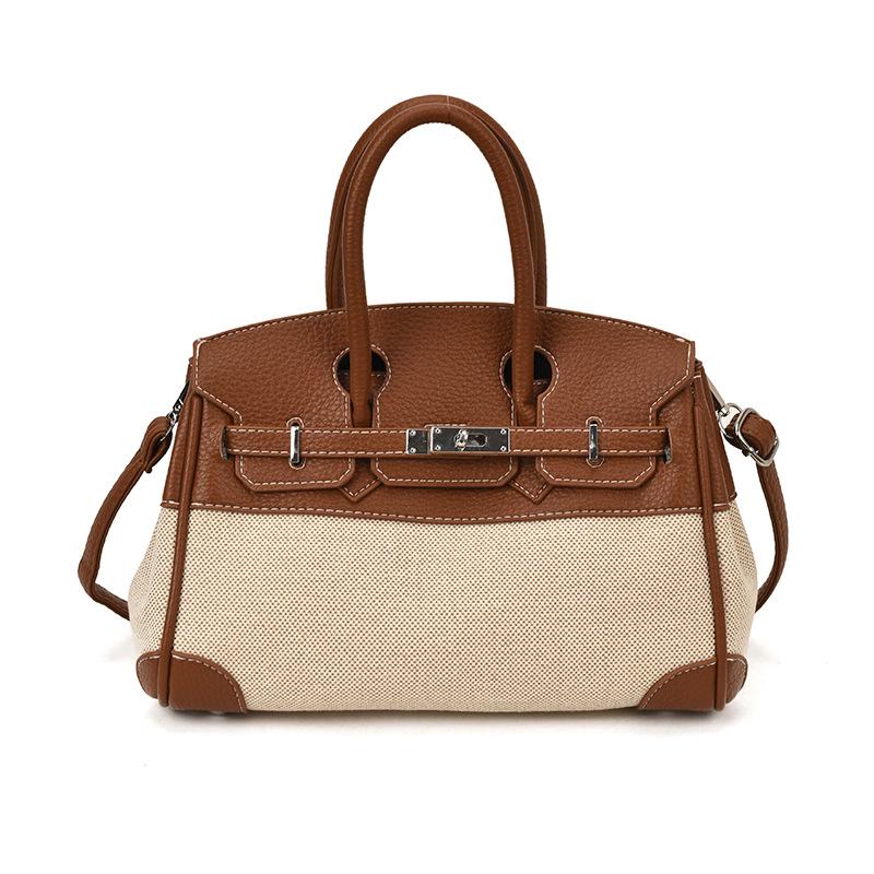 

Женская большая двухцветная платиновая сумка Kelly для ношения в руке и через плечо (Издание 2025 г.) коричневый