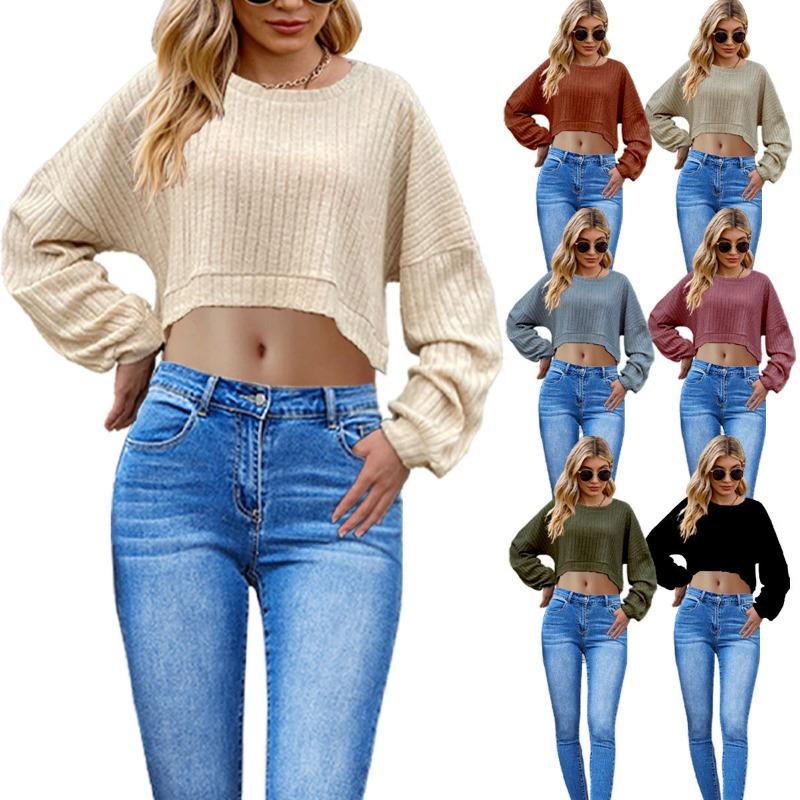 Women's Fashion Casual Autumn Winter Solid Color Print Long Sleeve U-Neck Blouses & Shirts