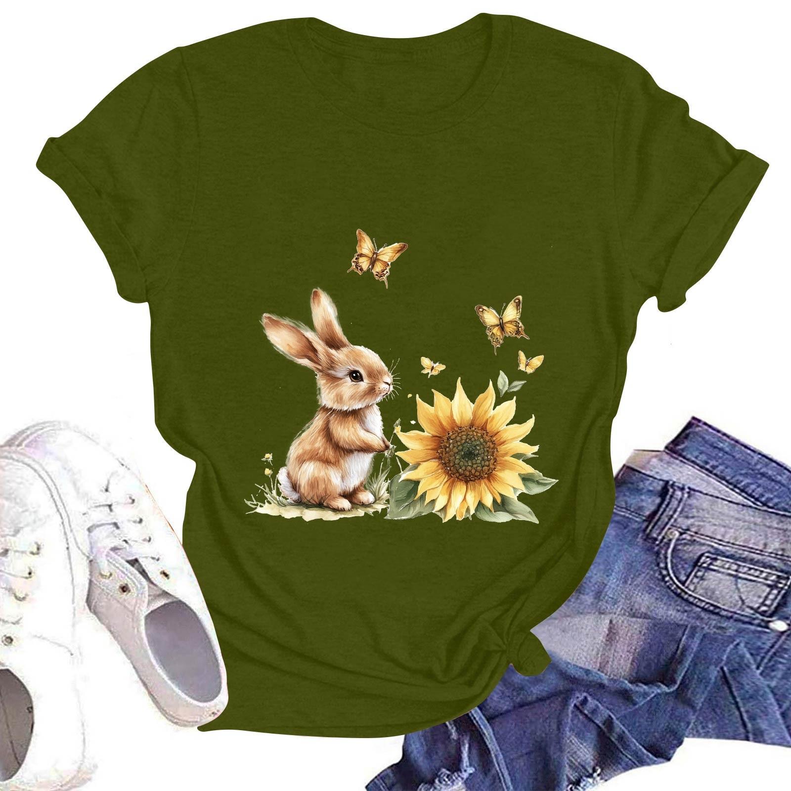 

Женская повседневная футболка с круглым вырезом и коротким рукавом L армия зеленый