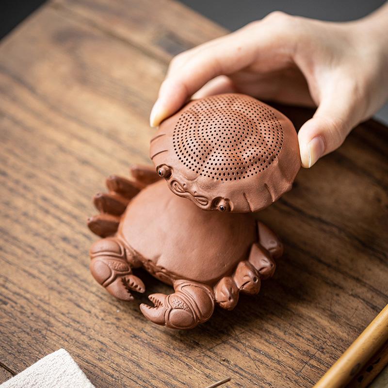 Kreatywny Krab Filtr do Herbaty Fioletowa Glina Dekoracja Zwierzak do Herbaty Akcesoria Dekoracyjne do Stolika Herbacianego