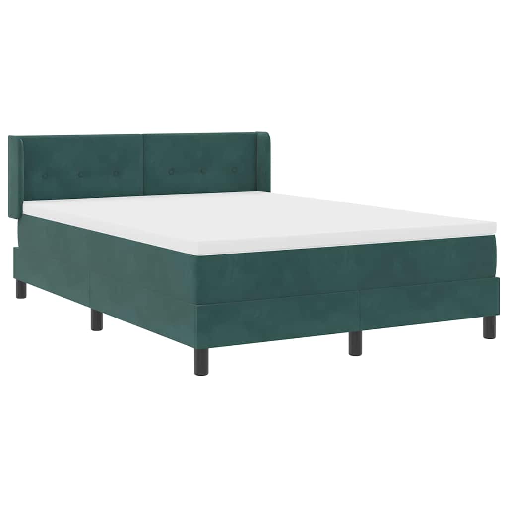 Box Spring Bed with Headboard Dark Green 190 x 140 cm Velvet